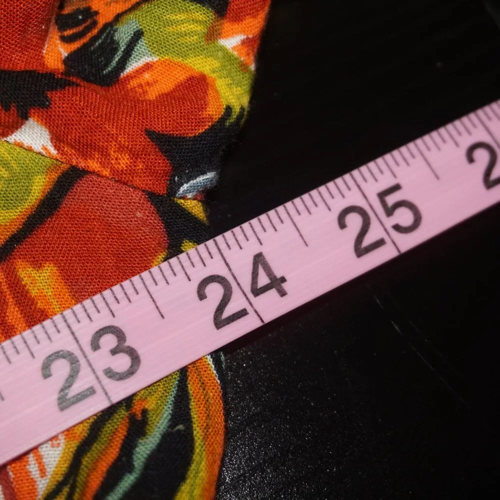 Vintage 80s Tropical Floral Print Dress 12 - Picture 9 of 11